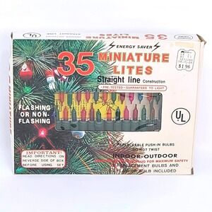 Kmart Vintage 35 Miniature Lites Christmas Tree Lights Multicolor  UNUSED TESTED